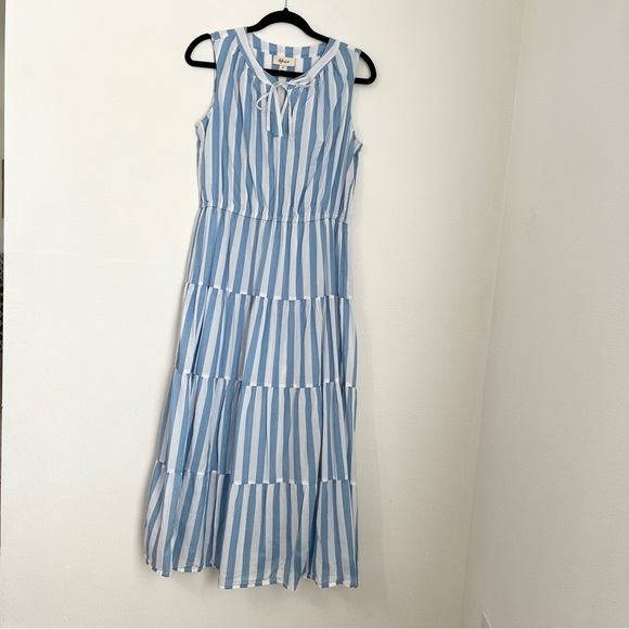 Style & Co Cotton Striped Sleeveless Tiered Midi/Maxi Dress Size M - Picture 2 of 9
